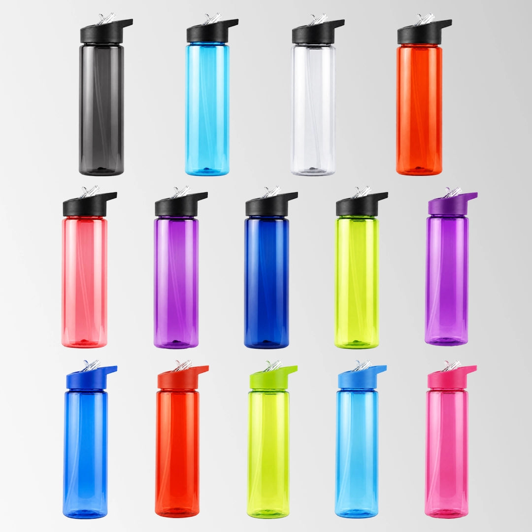 25 oz. Plastic Sports Water Bottle with Flip Straw Lid in Multiple Colors
