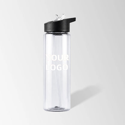 25 oz. Clear Plastic Sports Water Bottle with Flip Straw Lid