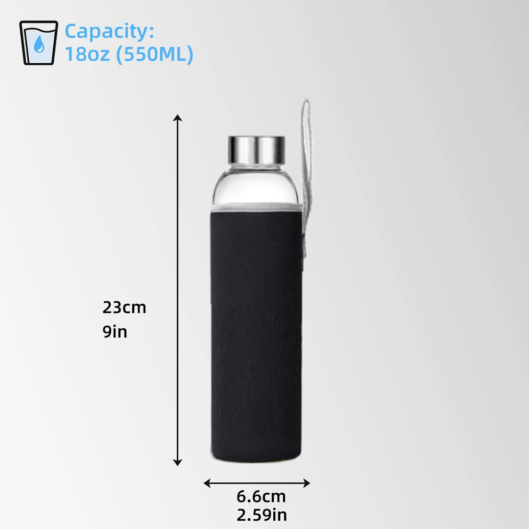 25 oz. Glass Water Bottle with Sleeve Size Details
