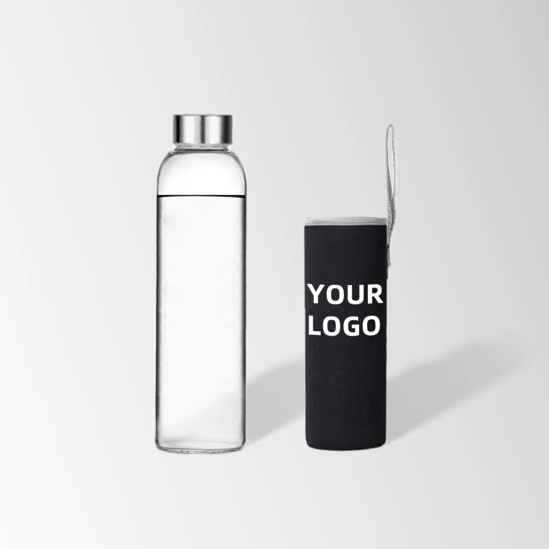 25 oz. Glass Water Bottle with Sleeve in Black