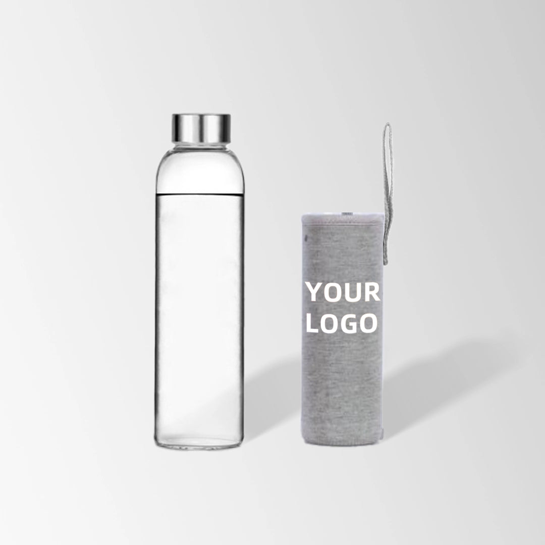 25 oz. Glass Water Bottle with Sleeve in Gray