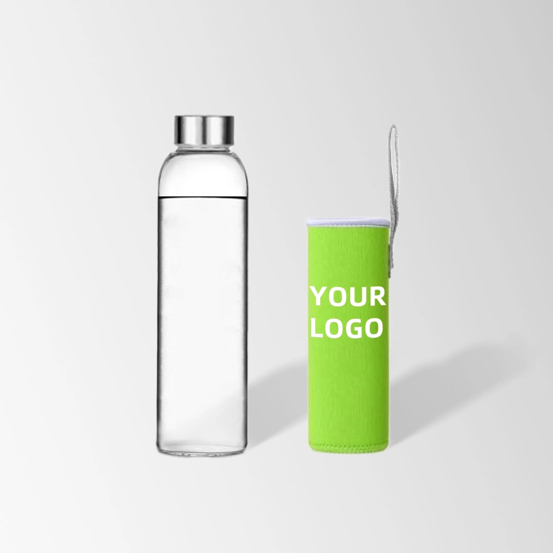 25 oz. Glass Water Bottle with Sleeve in Green