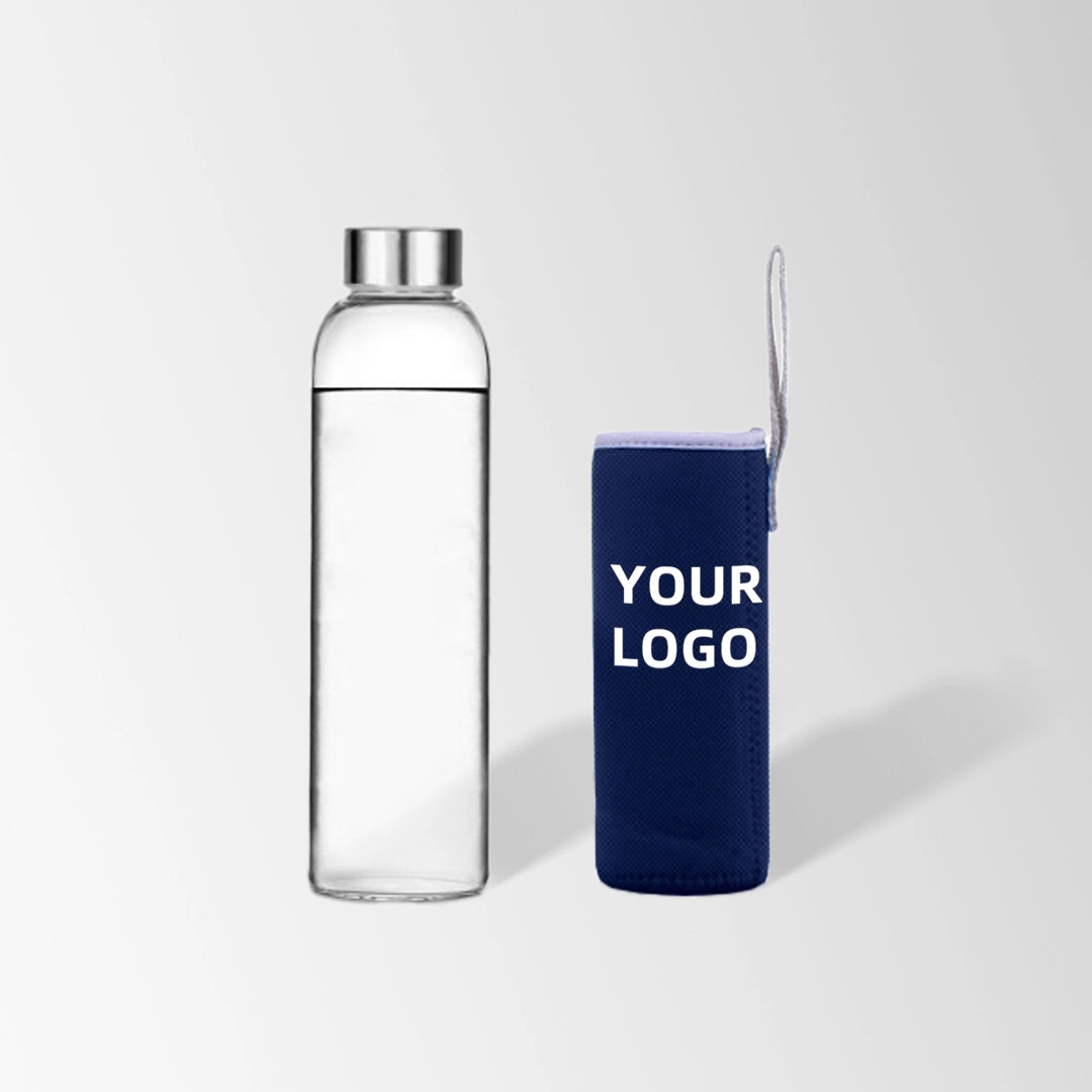 25 oz. Glass Water Bottle with Sleeve in Navy Blue
