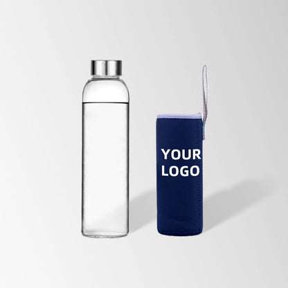 25 oz. Glass Water Bottle with Sleeve in Navy Blue