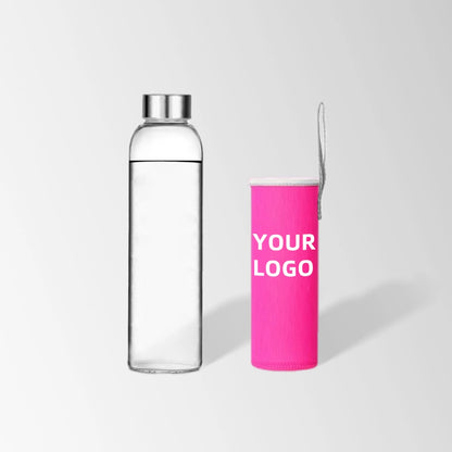 25 oz. Glass Water Bottle with Sleeve in Pink
