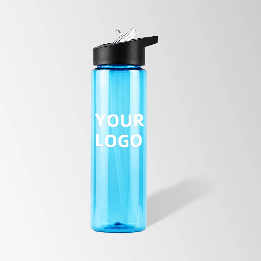 25 oz. Light Blue Plastic Sports Water Bottle with Flip Straw Lid