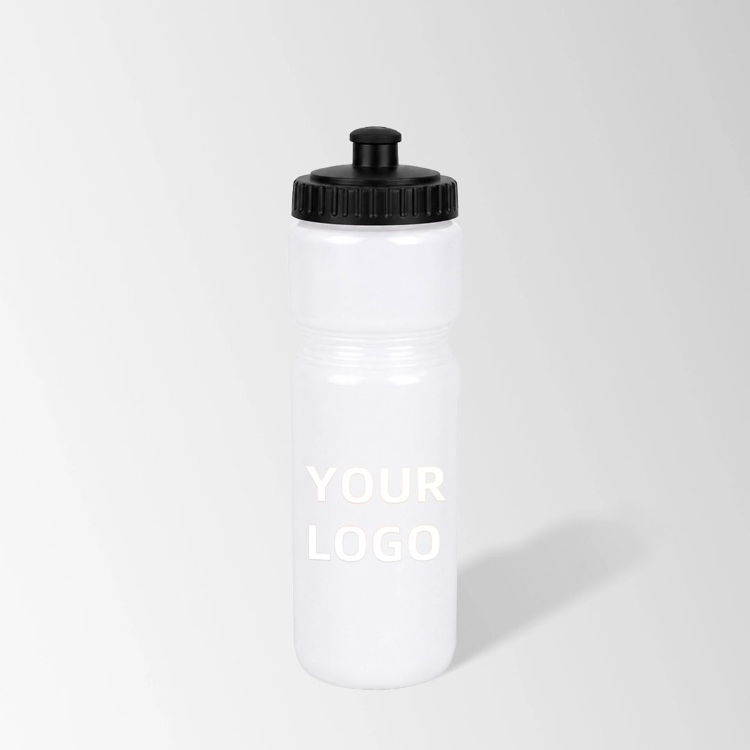 25 oz. Plastic Squeeze Sports Bike Water Bottle in White