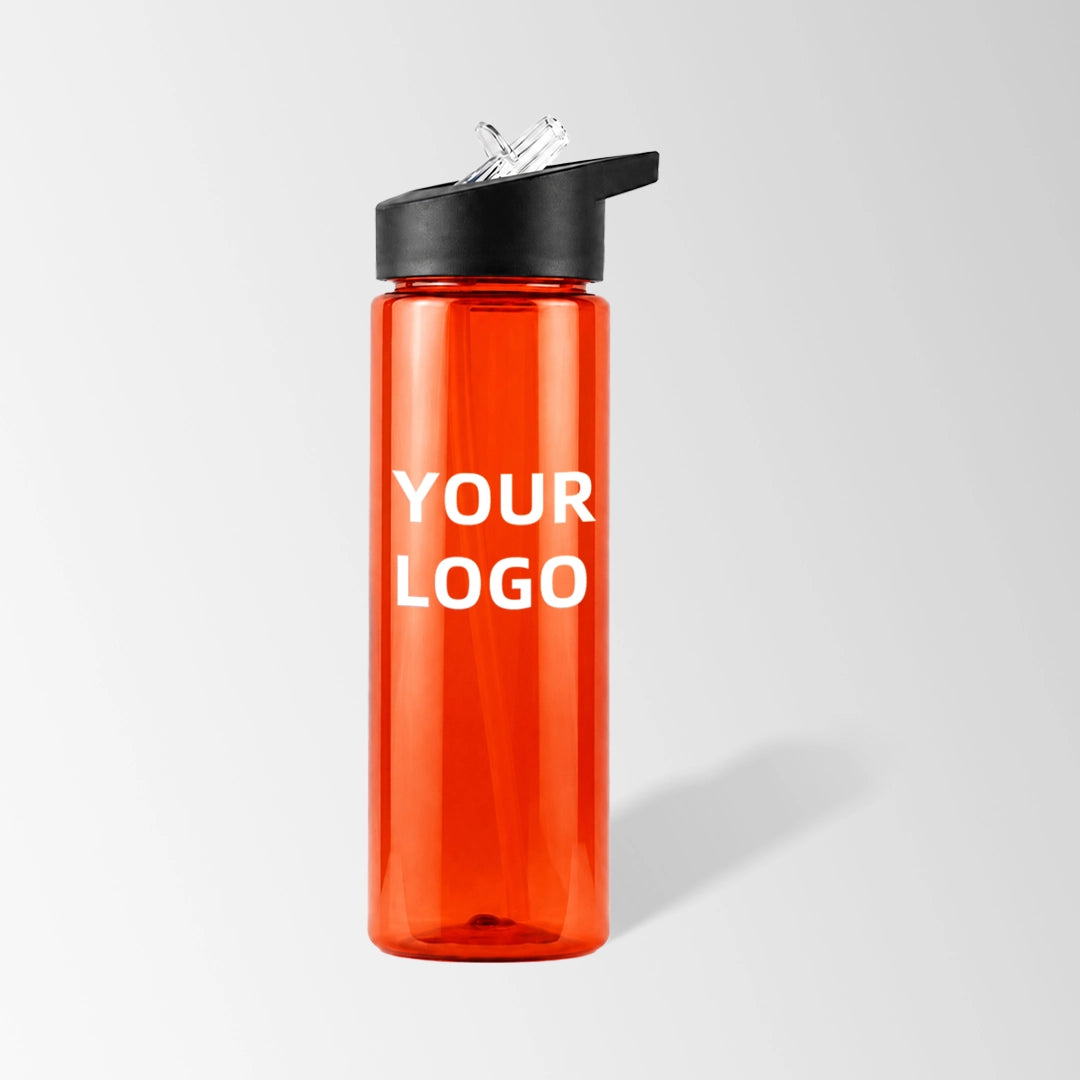 25 oz. Red Plastic Sports Water Bottle with Flip Straw Lid