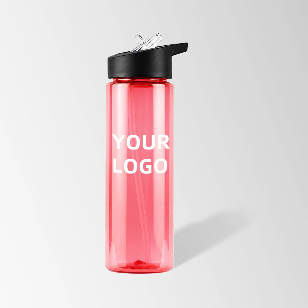 25 oz. Rose Red Plastic Sports Water Bottle with Flip Straw Lid