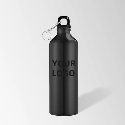 25 oz black aluminum water bottle with carabiner