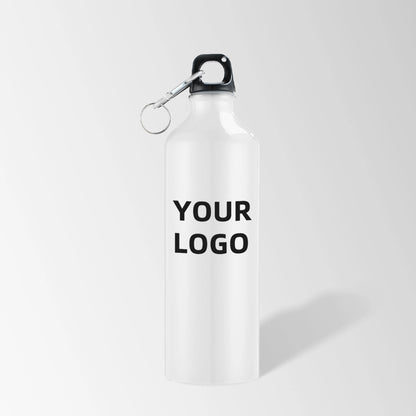 25 oz white aluminum water bottle with carabiner
