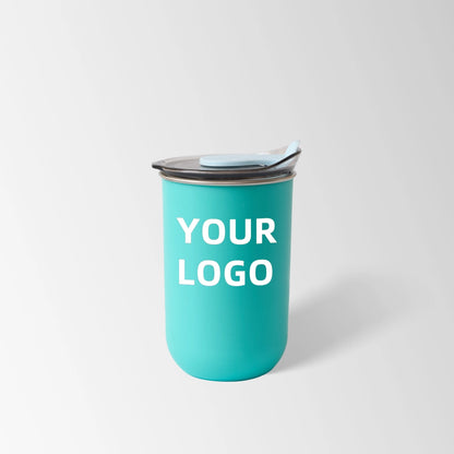 Green stainless steel coffee cup custom logo
