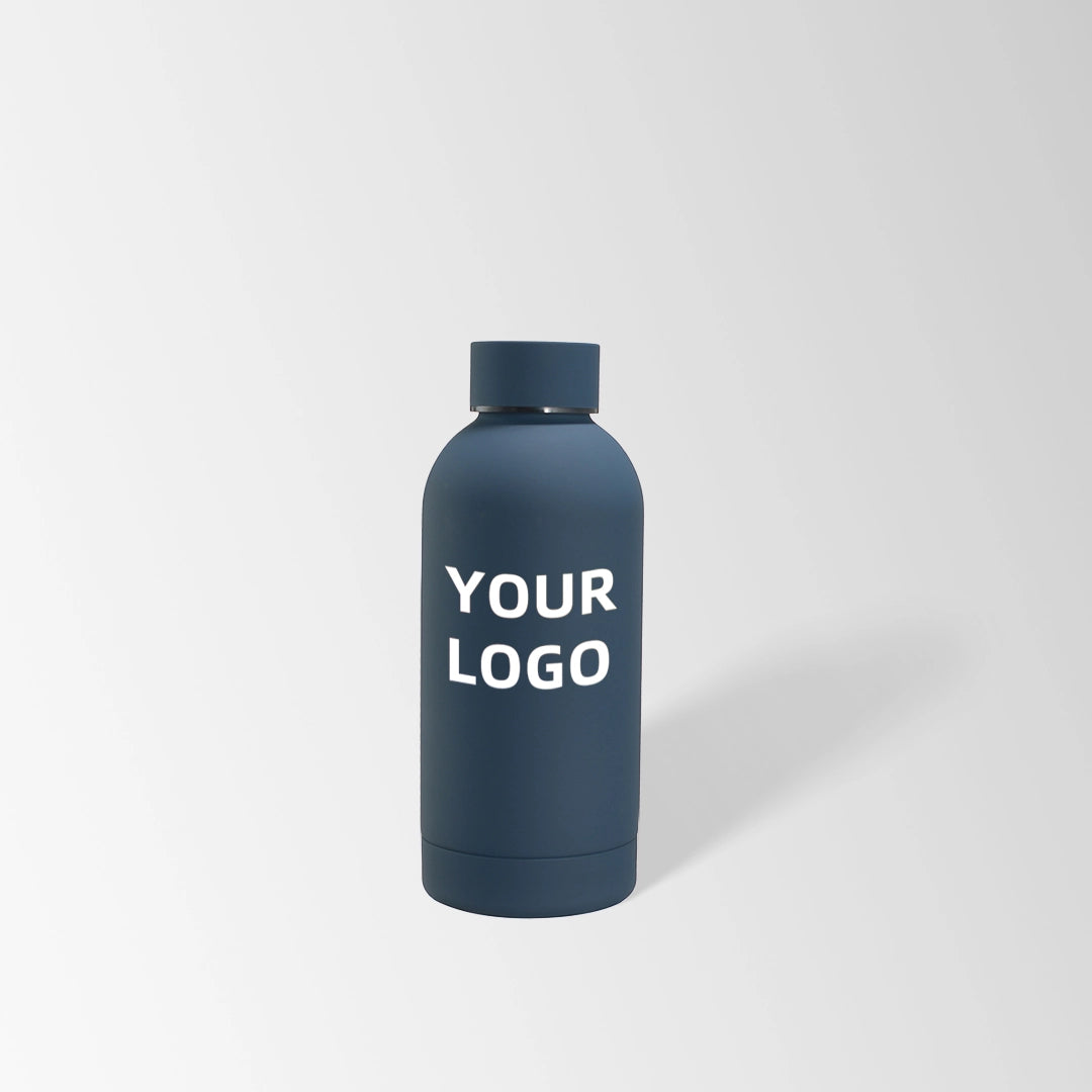 12 oz. Navy blue insulated water bottle custom logo