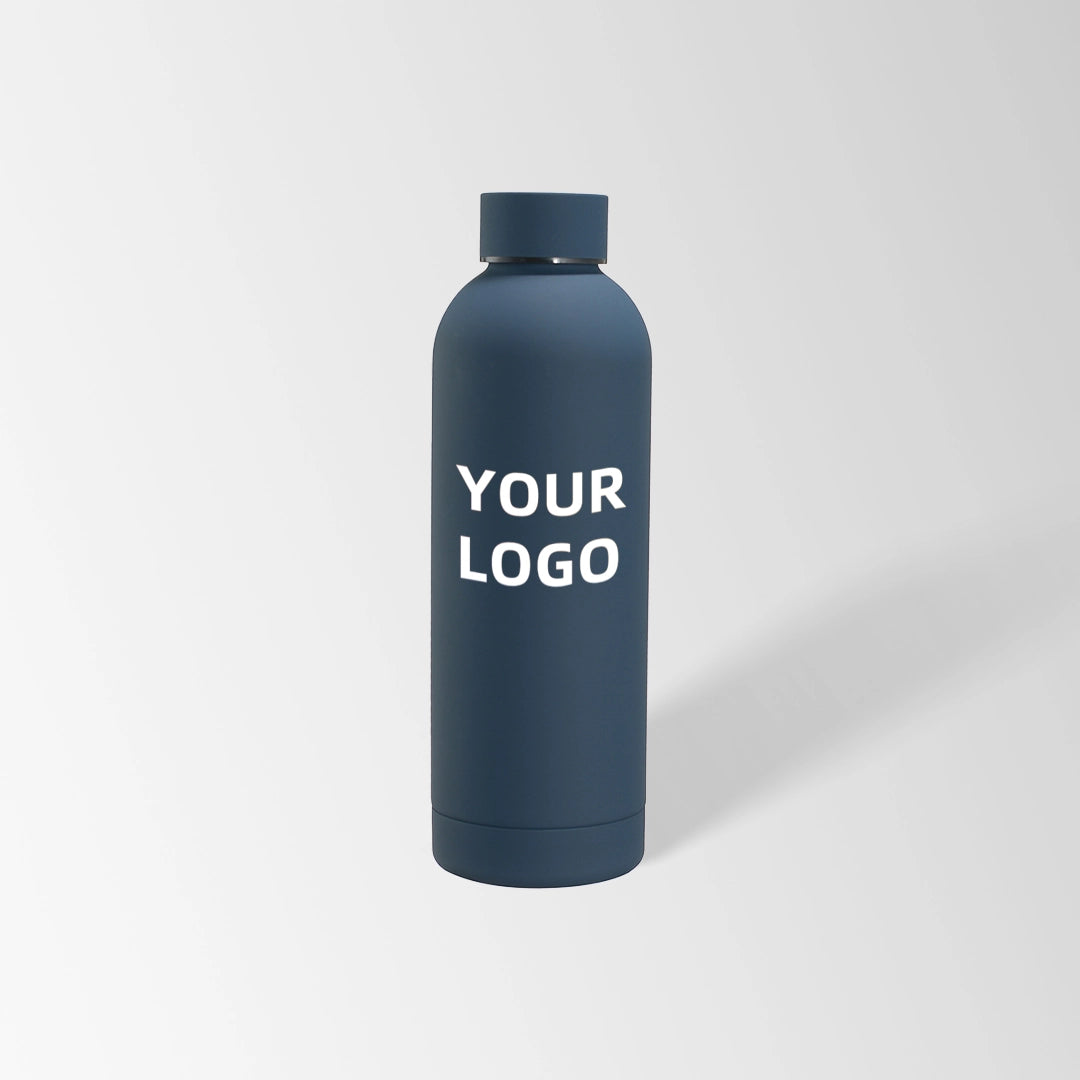 25 oz. Navy blue insulated water bottle custom logo