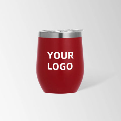 Red insulated wine tumbler custom logo