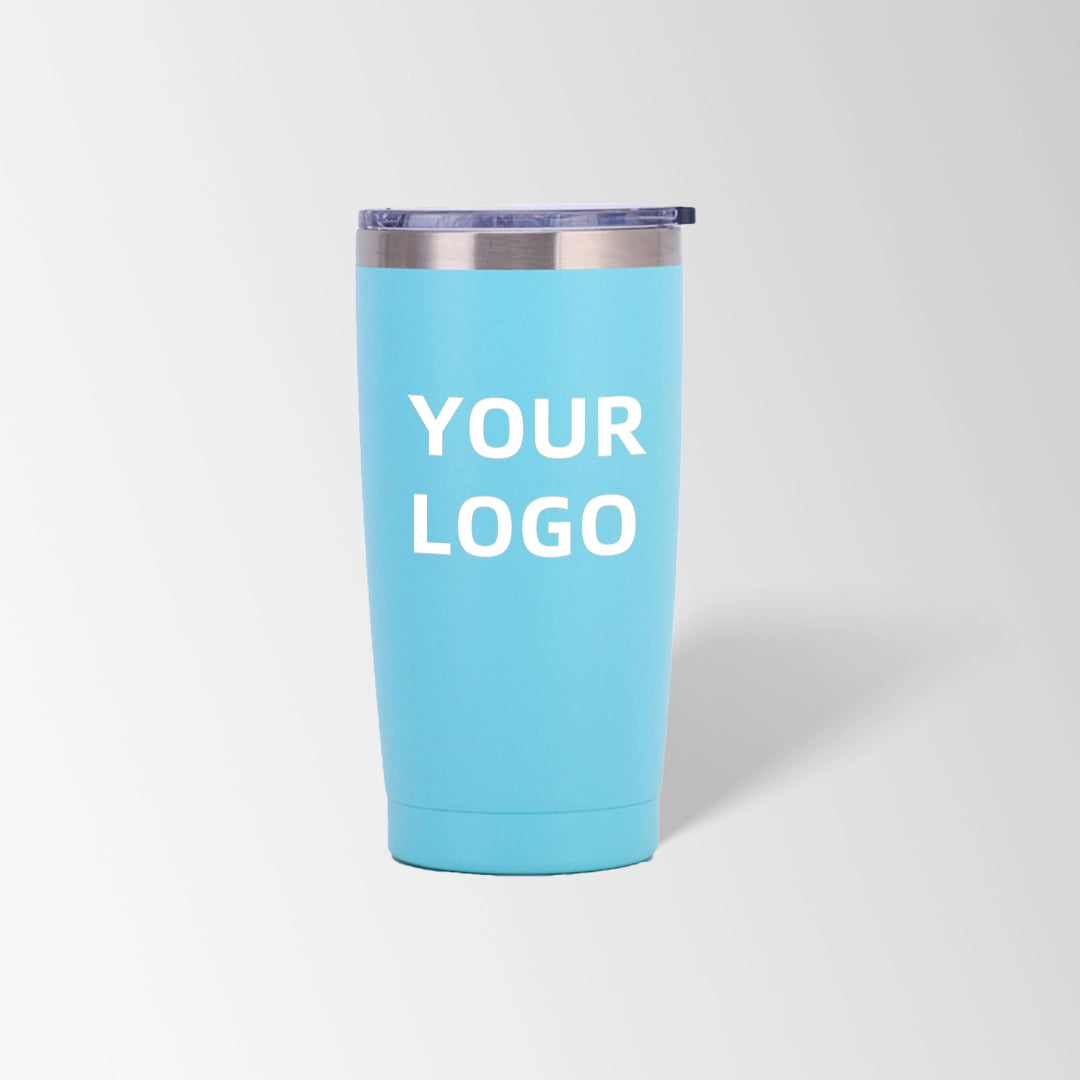 Sky blue vacuum insulated tumbler custom logo