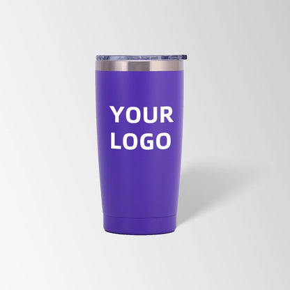 Purple vacuum insulated tumbler custom logo