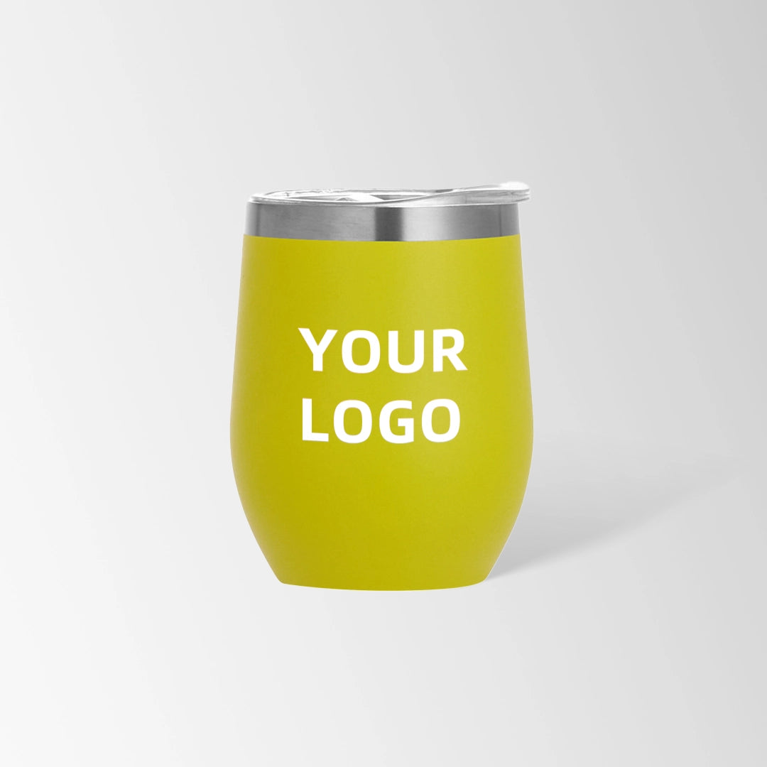 Yellow insulated wine tumbler custom logo