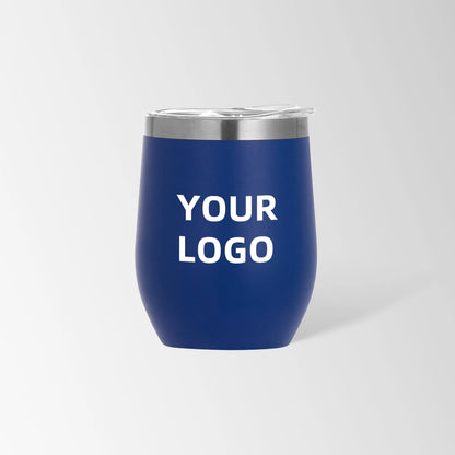Dark blue insulated wine tumbler custom logo