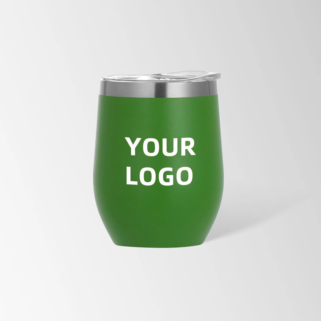 Green insulated wine tumbler custom logo