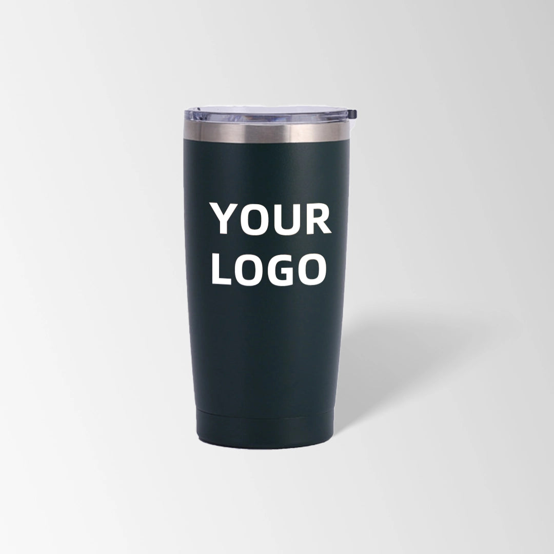 Dark green vacuum insulated tumbler custom logo