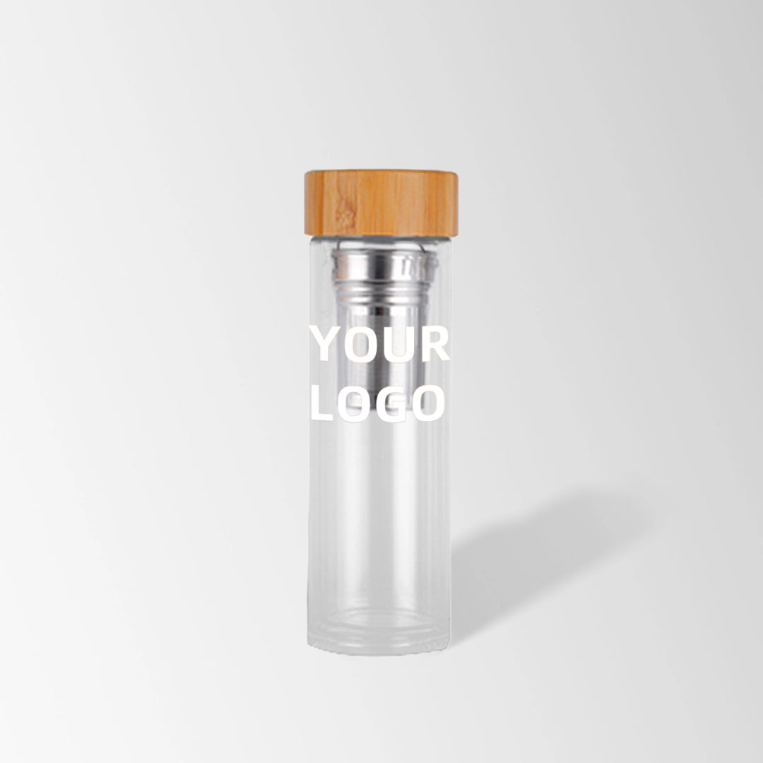 15 oz. Glass Water Bottle with Tea Infuser and Logo Printing