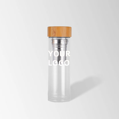 15 oz. Glass Water Bottle with Tea Infuser and Logo Printing