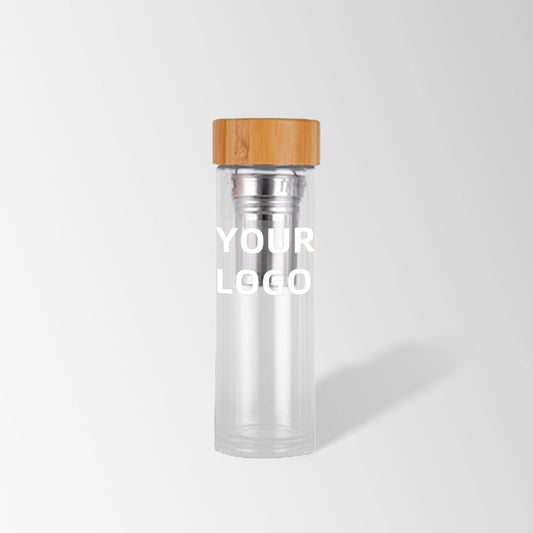 15 oz. Glass Water Bottle with Tea Infuser and Logo Printing