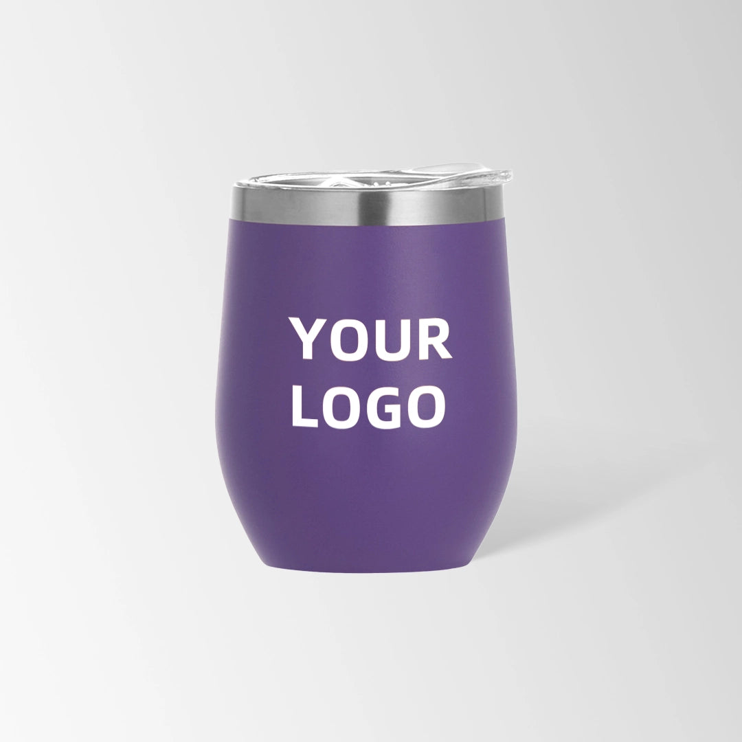 Purple insulated wine tumbler custom logo