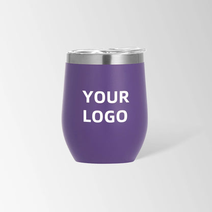 Purple insulated wine tumbler custom logo