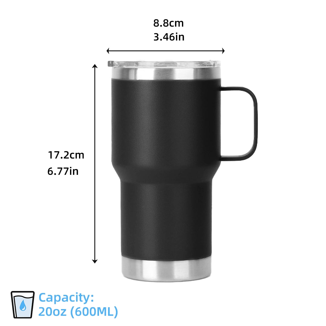 Black tumbler size and dimensions view