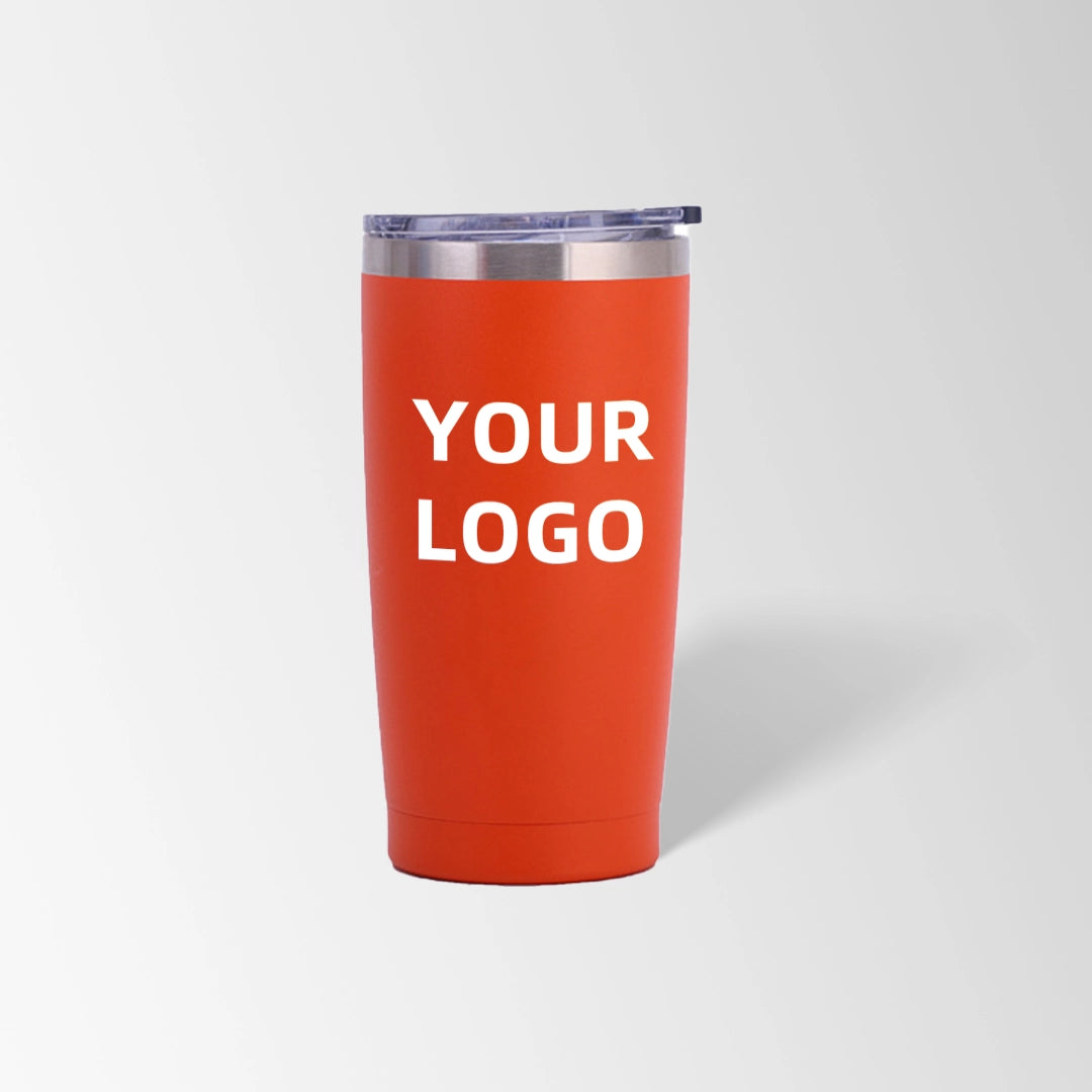 Orange red vacuum insulated tumbler custom logo