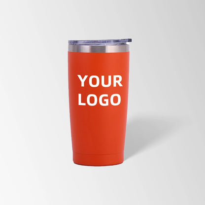 Orange red vacuum insulated tumbler custom logo
