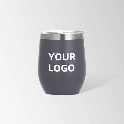 Gray insulated wine tumbler custom logo