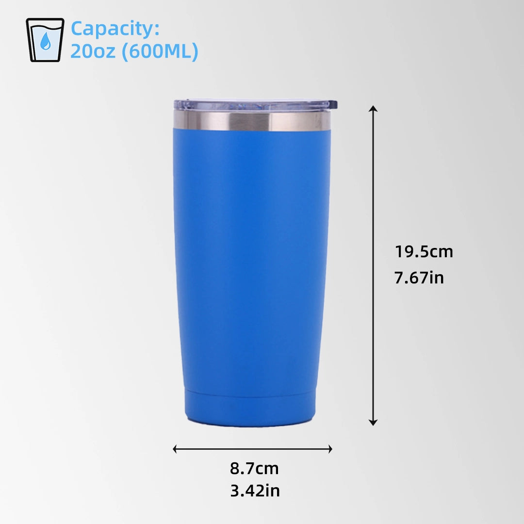 Blue tumbler size and dimensions view