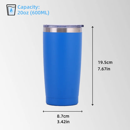 Blue tumbler size and dimensions view