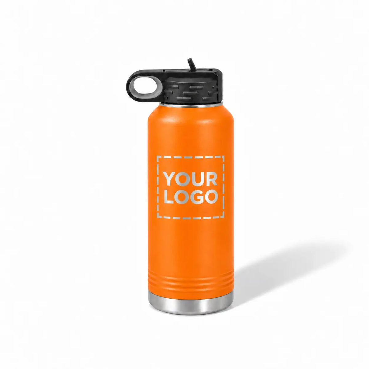 32 oz. orange stainless steel water bottle with straw lid and handle