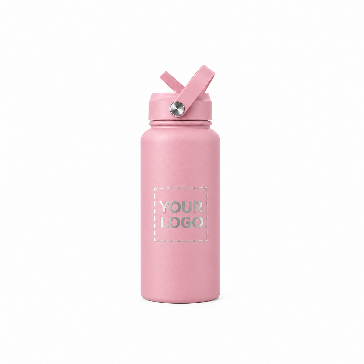 32 oz. pink water bottle with flip straw lid