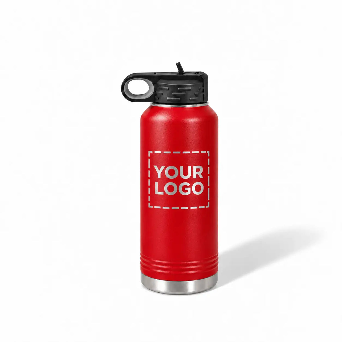 32 oz. red stainless steel water bottle with straw lid and handle
