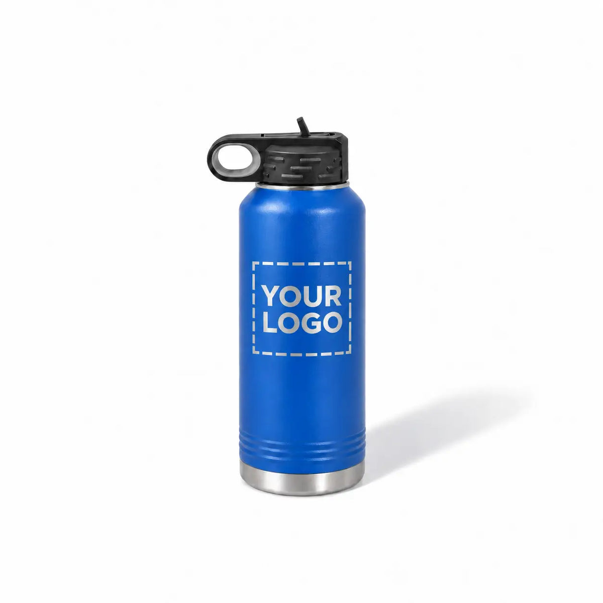 32 oz. royal blue stainless steel water bottle with straw lid and handle