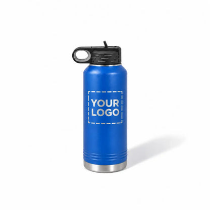 32 oz. royal blue stainless steel water bottle with straw lid and handle