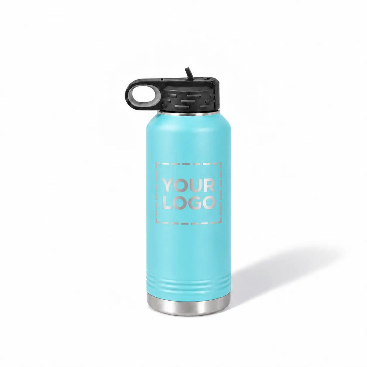 32 oz. teal stainless steel water bottle with straw lid and handle