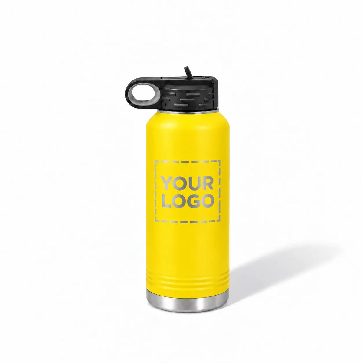 32 oz. yellow stainless steel water bottle with straw lid and handle