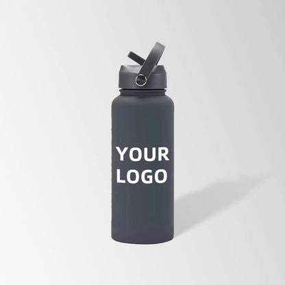 32 oz. dark gray water bottle with flip straw lid