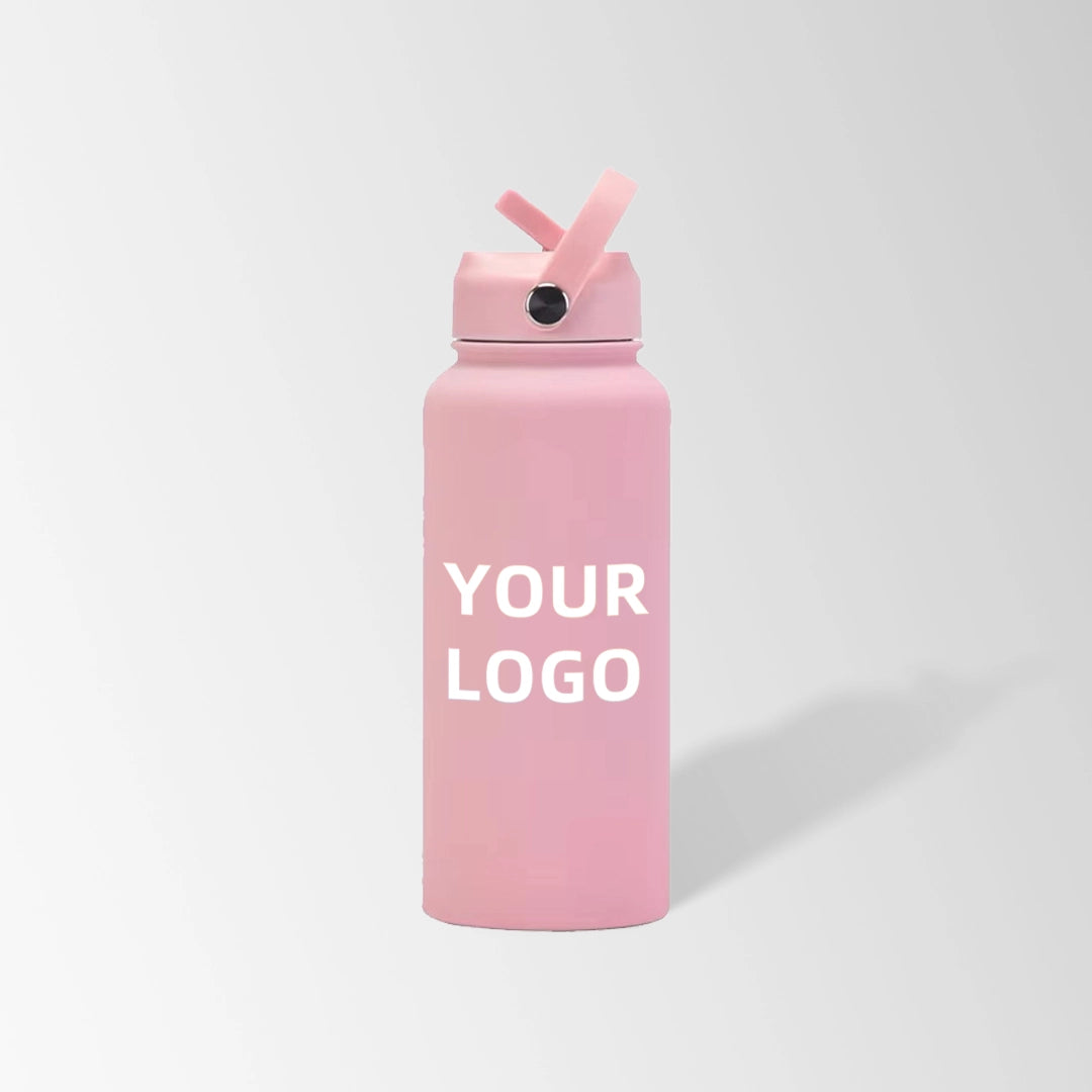 32 oz. pink water bottle with flip straw lid