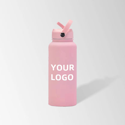32 oz. pink water bottle with flip straw lid