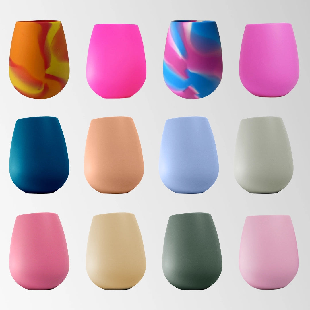 multi color silicone stemless wine tumblers collection