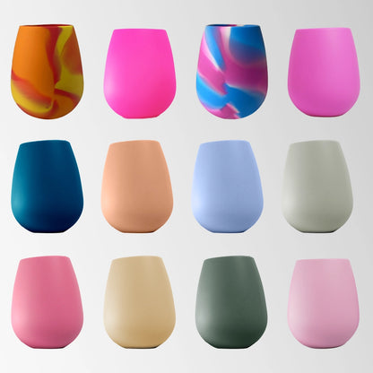 multi color silicone stemless wine tumblers collection