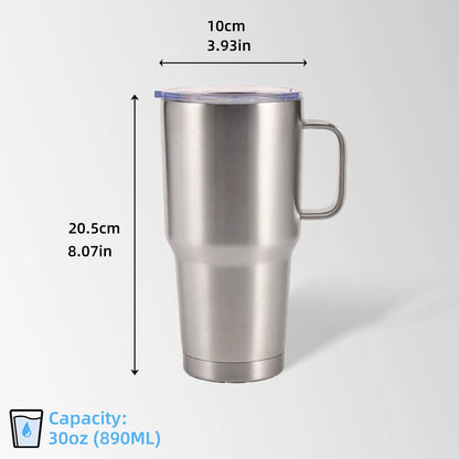 Stainless Steel tumbler with handle size and dimensions view