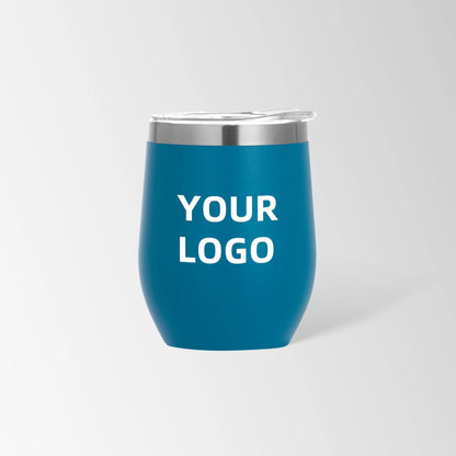 Peacock blue insulated wine tumbler custom logo